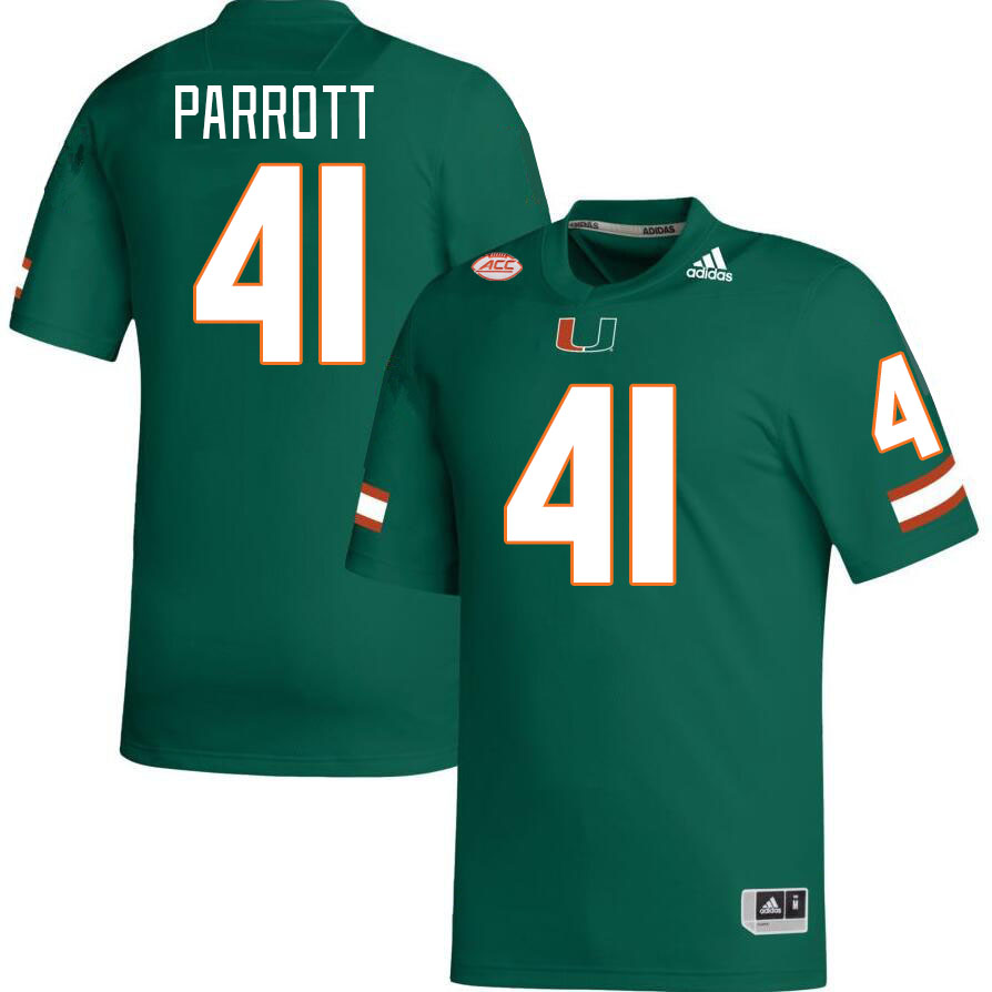 Men #41 Seth Parrott Miami Hurricanes College Football Jerseys Stitched-Green - Click Image to Close